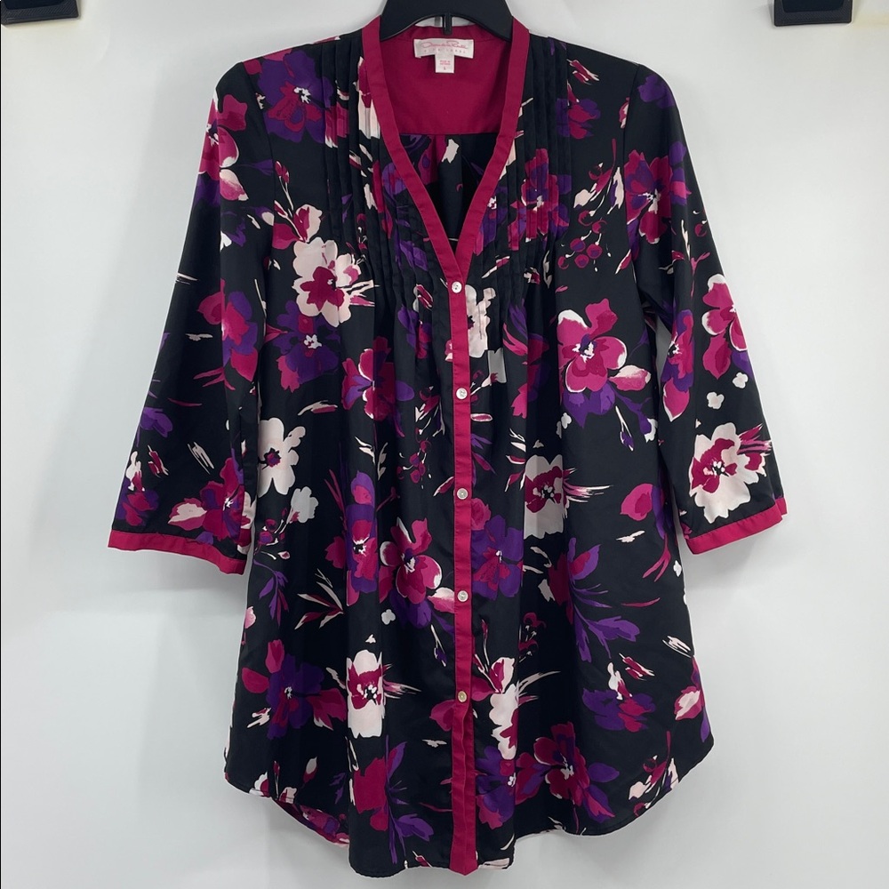 Vintage y2k Oscar de la Renta Pink Label Floral Nightgown Sleep Shirt Size Large